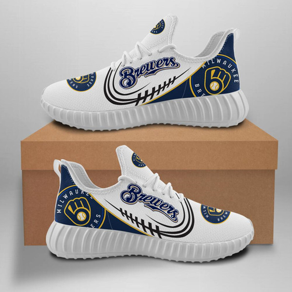 Women's Milwaukee Brewers Mesh Knit Sneakers/Shoes 005